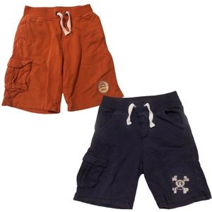 2/$5 (2) Two Pairs of Paul Frank Cotton Pull-Up Shorts (Navy Blue & Orange)- 24M